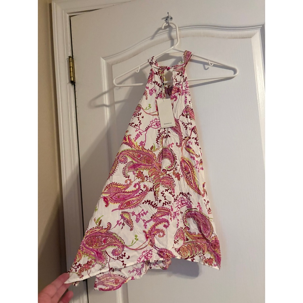Reserved Halter Top Womens XL Pink New Paisley Print Sleeveless Top 9045B-43X